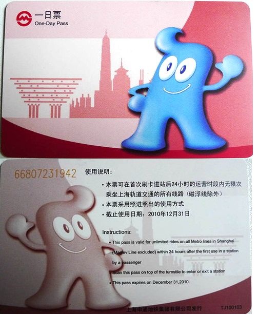 T5017, Shanghai Metro Card (Subway Ticket), One Day, Shanghai EXPO 2010 Rare
